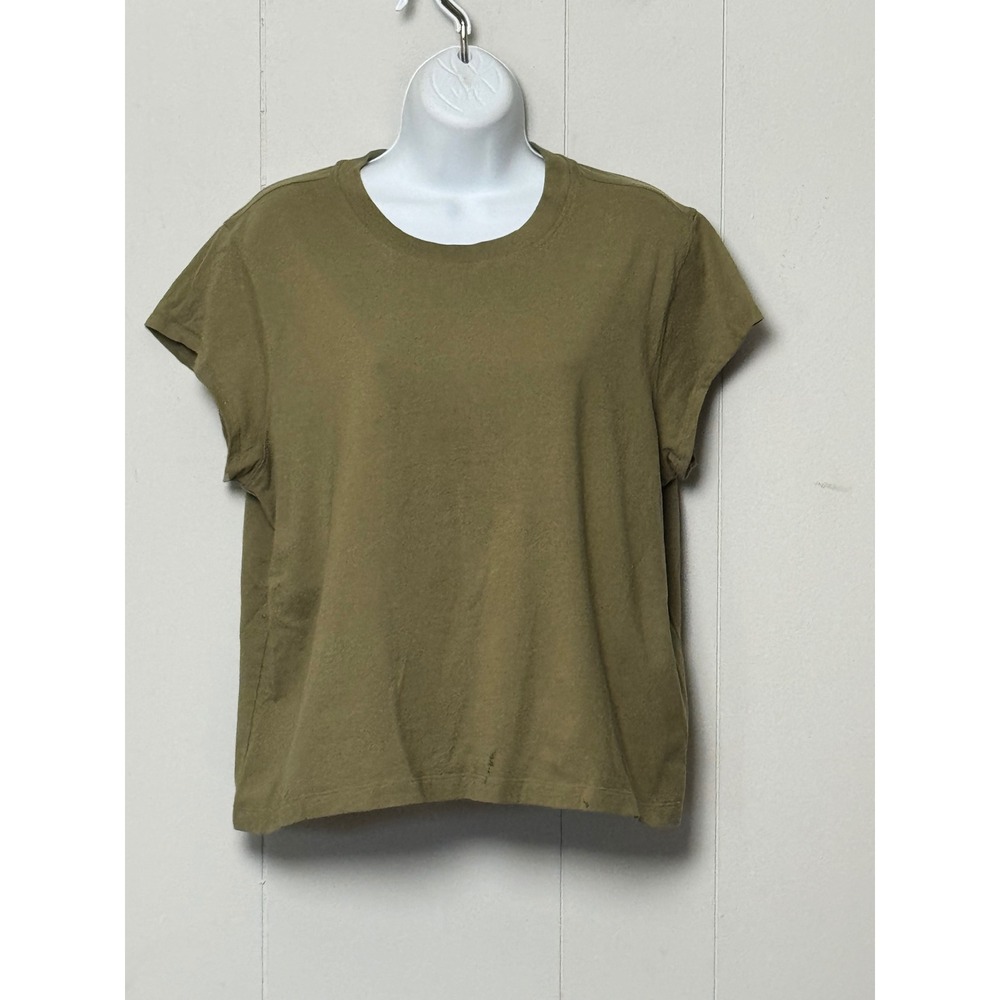 Truth by Republic Women's Olive Green Cotton Short Sleeve Crew Neck Tee Sz Large